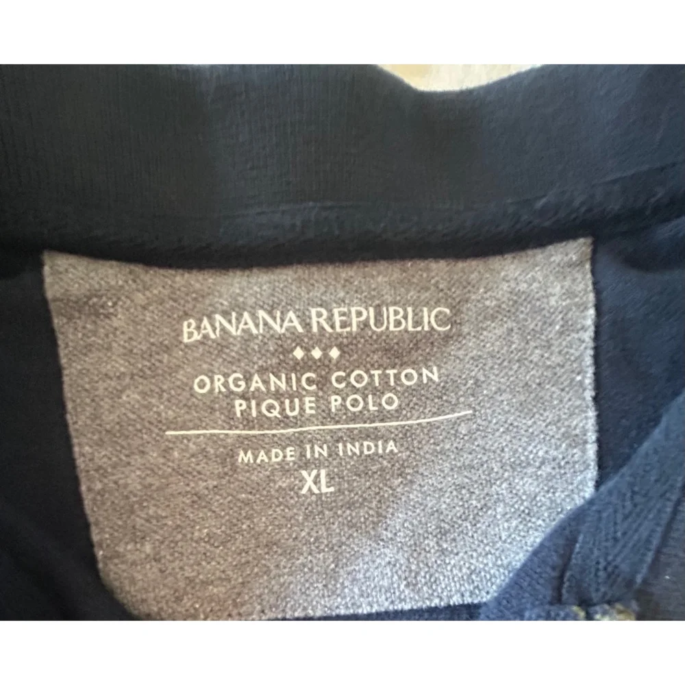 Banana Republic Polo Shirt men’s XL Blue tropical Palm Tree summer resort wear